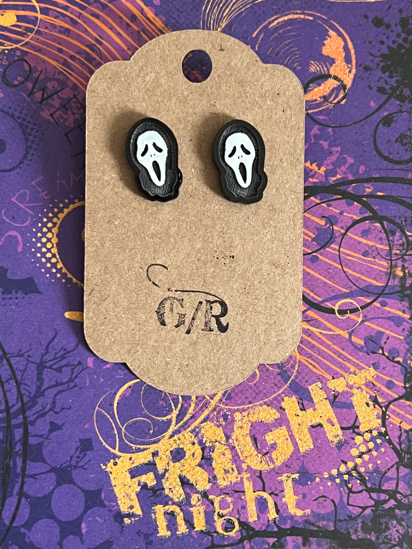 Ghost face earrings studs