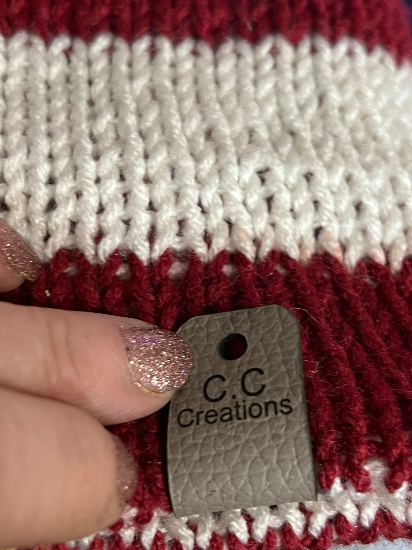 Leather tags knit