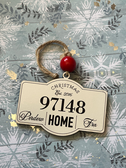 Zip code ornament