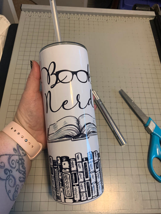Book nerd tumbler. Dishwasher safe