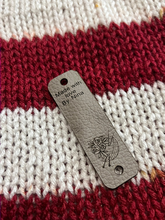 Leather tags knit
